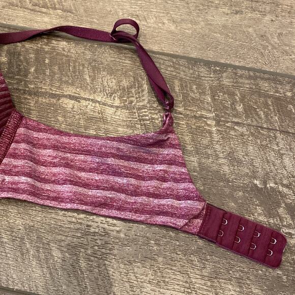 VICTORIA'S SECRET Perfect Shape Bra Purple Stripe Print Thick Padding 34B - Picture 3 of 7